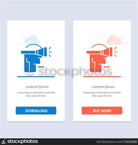 Head, Human, Technology, Virtual Reality Blue and Red Download and Buy Now web Widget Card Template