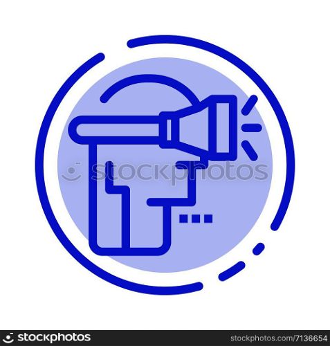 Head, Human, Technology, Virtual Reality Blue Dotted Line Line Icon