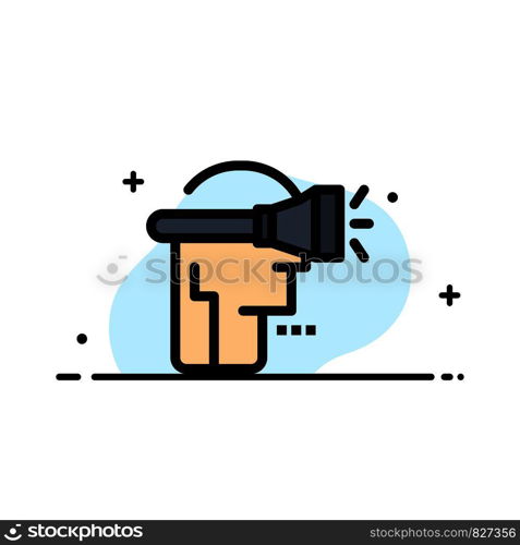 Head, Human, Technology, Virtual Reality Business Flat Line Filled Icon Vector Banner Template