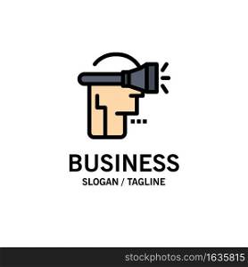 Head, Human, Technology, Virtual Reality Business Logo Template. Flat Color
