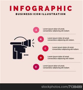Head, Human, Technology, Virtual Reality Solid Icon Infographics 5 Steps Presentation Background