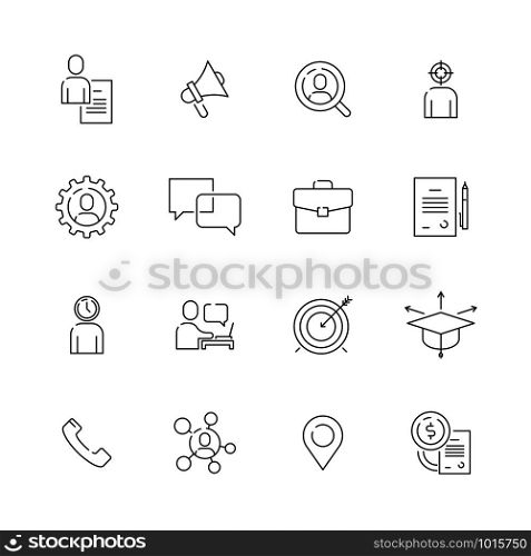 Head hunting icon. Professional top manager work employment job personal ce vector thin line symbols. Illustration of professional headhunting to job. Head hunting icon. Professional top manager work employment job personal ce vector thin line symbols