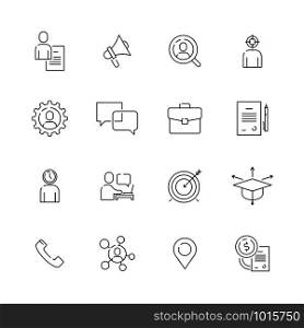 Head hunting icon. Professional top manager work employment job personal ce vector thin line symbols. Illustration of professional headhunting to job. Head hunting icon. Professional top manager work employment job personal ce vector thin line symbols