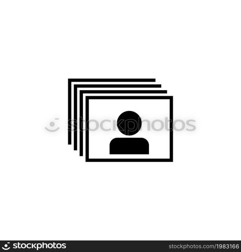 Head hunting, Resume, Portfolio Search. Flat Vector Icon illustration. Simple black symbol on white background. Head hunting, Resume Portfolio Search sign design template for web and mobile UI element