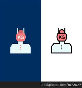 Head, Life, Problem, Stress, Weight  Icons. Flat and Line Filled Icon Set Vector Blue Background