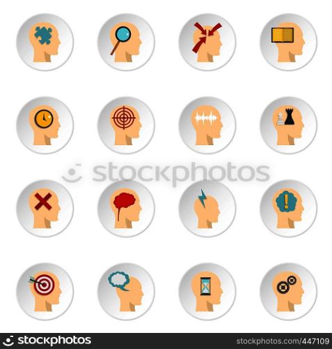 Head logos icons set in flat style isolated vector icons set illustration. Head logos icons set in flat style