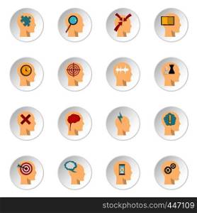 Head logos icons set in flat style isolated vector icons set illustration. Head logos icons set in flat style