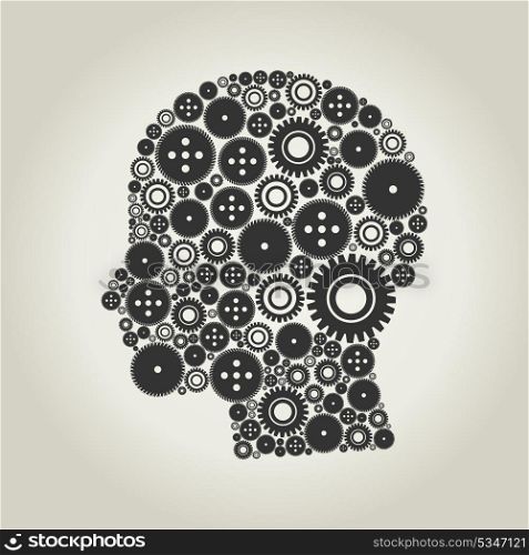 Head made of gears. A vector illustration