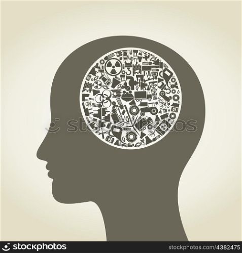 Head made of the industry. A vector illustration