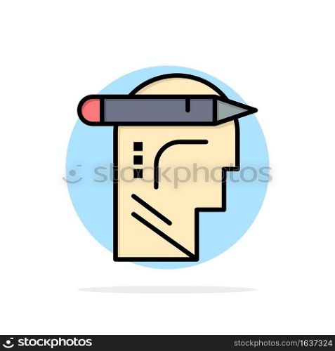 Head, Mind, Thinking, Write Abstract Circle Background Flat color Icon