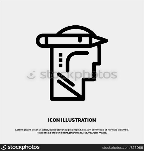 Head, Mind, Thinking, Write Line Icon Vector