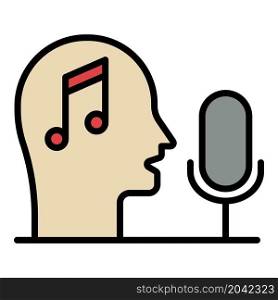 Head note microphone icon. Outline head note microphone vector icon color flat isolated. Head note microphone icon color outline vector