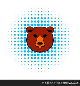 Head of bear icon in comics style on a white background. Head of bear icon, comics style