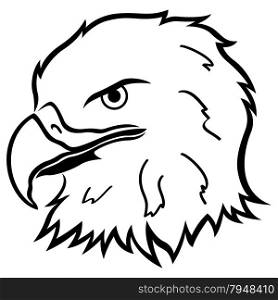 Head of eagle with massive beak, cartoon vector artwork