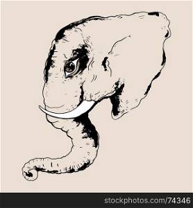 Head of elephant. Head of elephant. Hand drawn Vector illustration