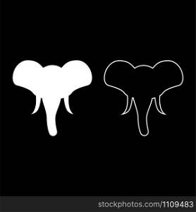 Head of elephant silhouette mascot front view African or Indian animal icon outline set white color vector illustration flat style simple image