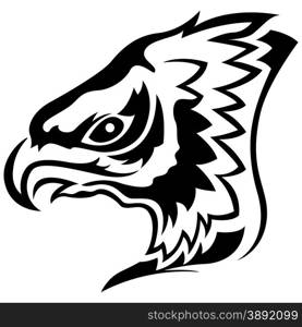 Head of menacing eagle, side view cartoon vector outline