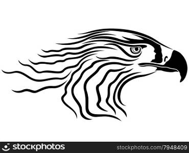Head of menacing eagle, side view vector artwork