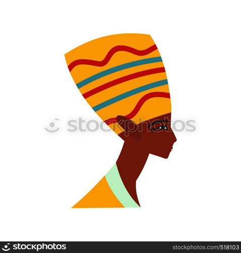 Head of Nefertiti icon in flat style isolated on white background. Head of Nefertiti icon, flat style