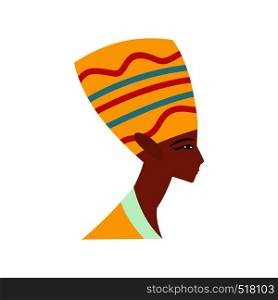 Head of Nefertiti icon in flat style isolated on white background. Head of Nefertiti icon, flat style
