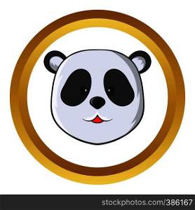 Head of panda bear vector icon in golden circle, cartoon style isolated on white background. Head of panda bear vector icon