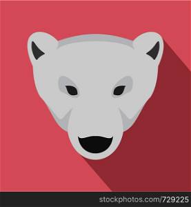 Head of polar bear icon. Flat illustration of head of polar bear vector icon for web design. Head of polar bear icon, flat style