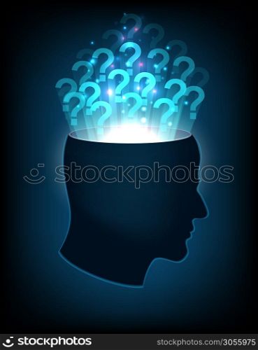 Head of the human mind with question mark