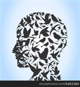 Head of the person from birds. A vector illustration