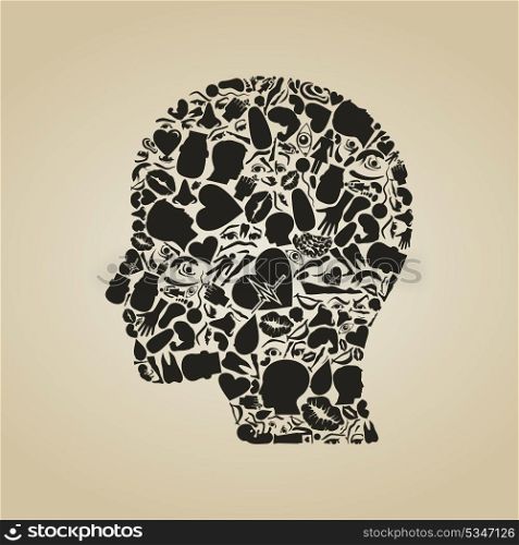 Head of the person from body parts. A vector illustration