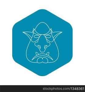Head of troll icon. Outline illustration of head of troll vector icon for web. Head of troll icon, outline style