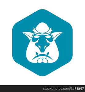 Head of troll icon. Simple illustration of head of troll vector icon for web. Head of troll icon, simple style