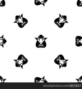 Head of troll pattern repeat seamless in black color for any design. Vector geometric illustration. Head of troll pattern seamless black
