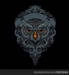 Head Owl Mystical With Ornaments Illustrations  for your work Logo, mascot merchandise t-shirt, stickers and Label designs, poster, greeting cards advertising business company or brands.