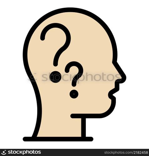 Head question task icon. Outline head question task vector icon color flat isolated. Head question task icon color outline vector