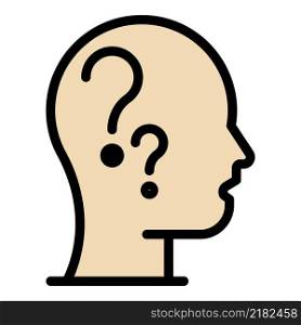 Head question task icon. Outline head question task vector icon color flat isolated. Head question task icon color outline vector