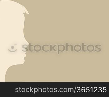 head silhouette on brown background, vector illustration