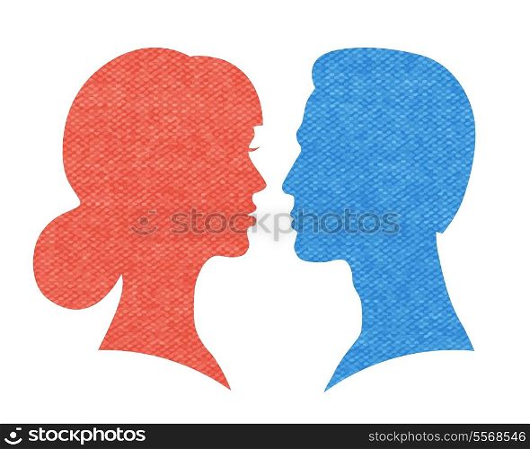 Head silhouettes of man and woman vector illustration