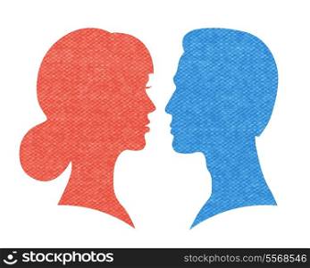 Head silhouettes of man and woman vector illustration