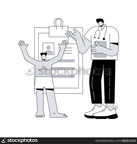 Head to toe physical examination abstract concept vector illustration. Head to toe exam, physical examination findings, clinical assessment, ultrasound, all the body systems abstract metaphor.. Head to toe physical examination abstract concept vector illustration.