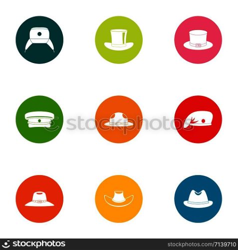 Head warm icons set. Flat set of 9 head warm vector icons for web isolated on white background. Head warm icons set, flat style