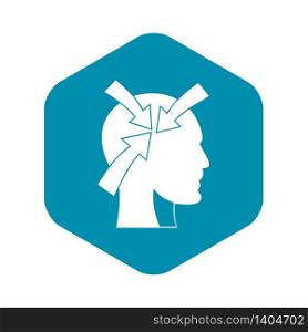 Head with arrows icon. Simple illustration of head with arrows vector icon for web. Head with arrows icon, simple style