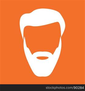 Head with beard and hair white color icon .. Head with beard and hair it is white color icon .