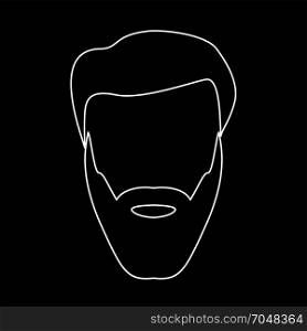 Head with beard and hair white icon .