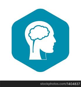 Head with brain icon. Simple illustration of head with brain vector icon for web. Head with brain icon, simple style