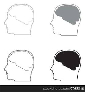 Head with brain the black and grey color set icon .. Head with brain it is the black and grey color set icon .