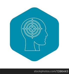 Head with crosshair icon. Outline illustration of head with crosshair vector icon for web. Head with crosshair icon, outline style