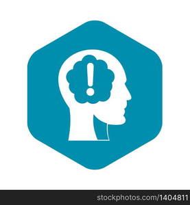 Head with exclamation mark inside icon. Simple illustration of head with exclamation mark inside vector icon for web. Head with exclamation mark inside icon