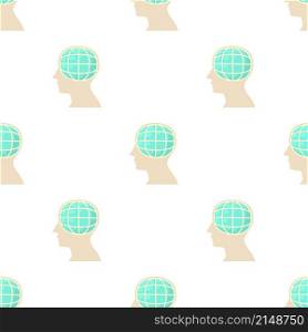 Head with globe pattern seamless background texture repeat wallpaper geometric vector. Head with globe pattern seamless vector