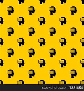 Head with open book pattern seamless vector repeat geometric yellow for any design. Head with open book pattern vector