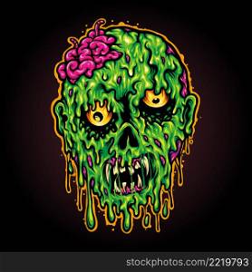 Head Zombie Horror Halloween Vector illustrations for your work Logo, mascot merchandise t-shirt, stickers and Label designs, poster, greeting cards advertising business company or brands.
